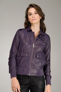 Diesel Kaled Purple Leather Jacket for women