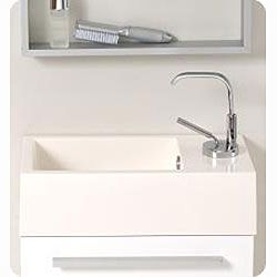 Fresca Pulito White Stainless Steel Tall Mirror Bathroom Vanity