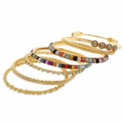 NEXTE Jewelry Gold Overlay Colored Bead Stackable 7 piece Bracelet Set