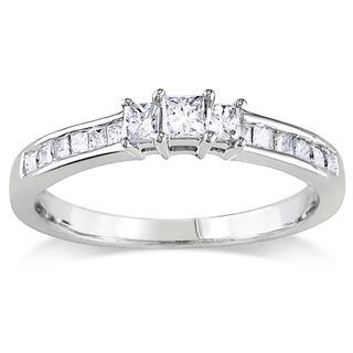Miadora 10k White Gold 1/2ct TDW Diamond Engagement Ring